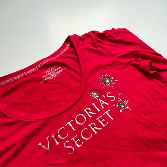 🩷VICTORIA SECRET LONG SLEEVE DRESS PAJAMAS RED SPARKLE SIZE SMALL COZY LOUNGE - Picture 8 of 13